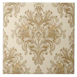 Luxury Vintage Damask Beige Floral Classic タイル