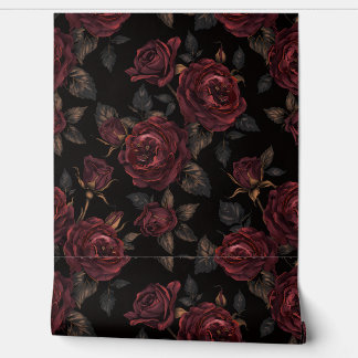 Luxury Vintage Dark Victorian Floral Burgundy Rose 壁紙