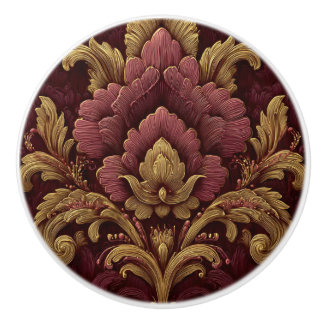 Luxury Vintage French Baroque Burgundy Gold  セラミックノブ