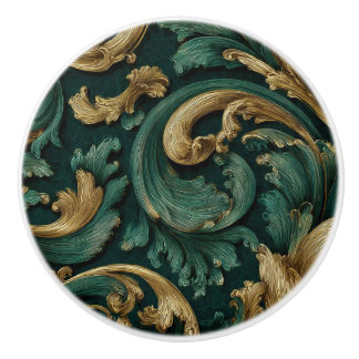 Luxury Vintage French Baroque Emerald Green Gold  セラミックノブ