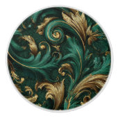 Luxury Vintage French Baroque Emerald Green Gold  セラミックノブ (正面)