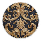 Luxury Vintage French Baroque Royal Gold Black セラミックノブ (正面)