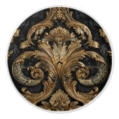 Luxury Vintage French Baroque Royal Gold Black セラミックノブ (正面)