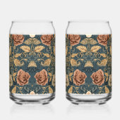 Luxury, Vintage,Garden of Roses, Blue Background ガラス缶 (左)