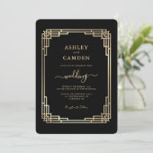 Luxury Vintage Gold Frame Wedding 招待状 (スタンド正面)
