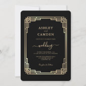 Luxury Vintage Gold Frame Wedding 招待状 (正面)