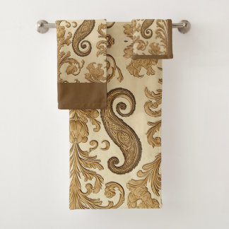 Luxury Vintage Gold Ornate Paisley Persia Heritage バスタオルセット