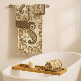 Luxury Vintage Gold Ornate Paisley Persia Heritage バスタオルセット
