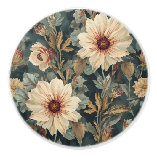 Luxury Vintage Indira Floral セラミックノブ (正面)