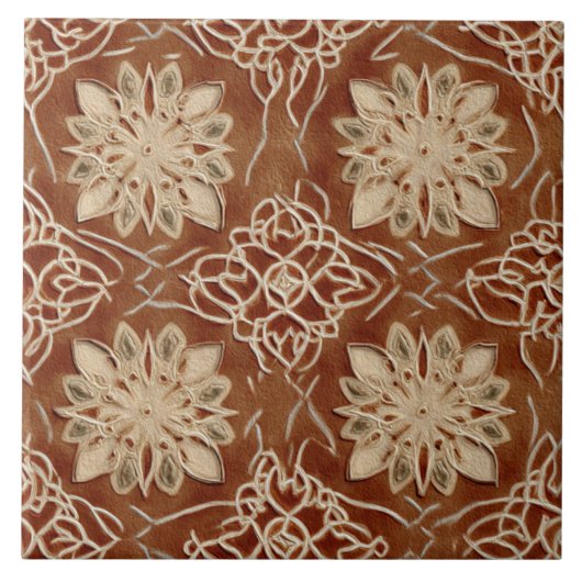 Luxury Vintage Islamic Geometric Sand Terracotta タイル (正面)