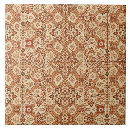 Luxury Vintage Islamic Geometric Sand Terracotta タイル (正面)