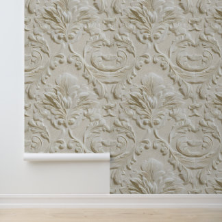 Luxury Vintage Minimal Elegant Damask Ivory Cream 壁紙