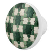 Luxury Vintage Moroccan Zellige Emerald Green セラミックノブ (右)