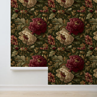 Luxury Vintage Olive Green Burgundy Beige British 壁紙