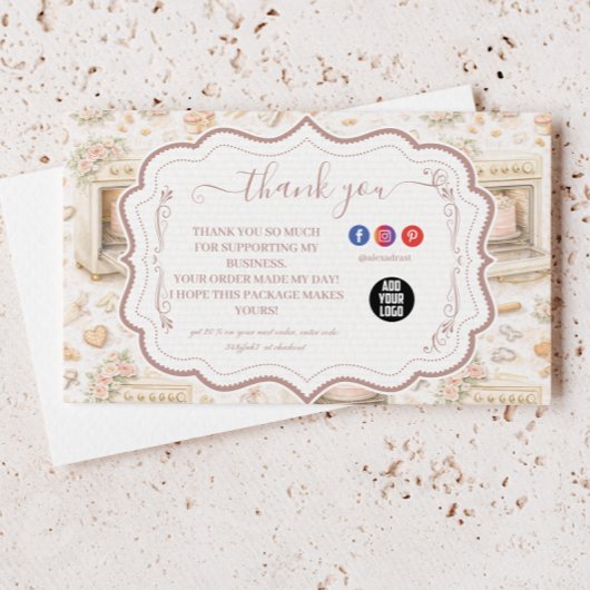 Luxury Vintage Patisserie Bakery Business サンキューカード