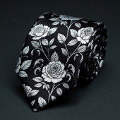 Luxury Vintage Roses on Black ネクタイ