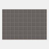 Luxury Warm Charcoal Windowpane Plaid ラッピングペーパーシート (正面2)