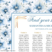 Luxury Watercolor Pastel Blue Gold Seating Chart ポスター