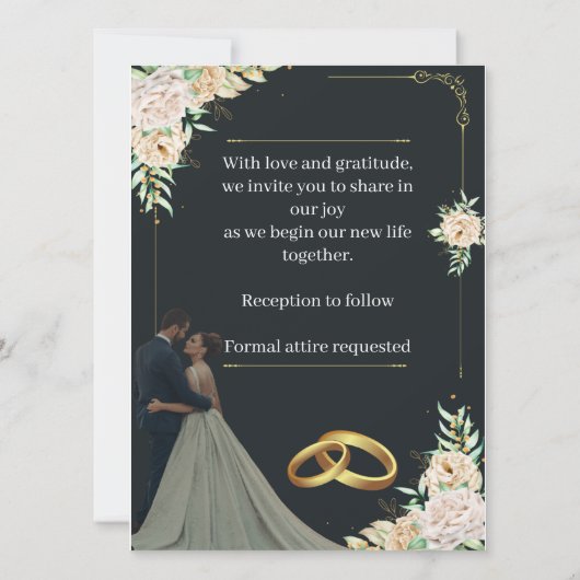 Luxury Wedding Invitation Black and Gold 招待状 (裏面)