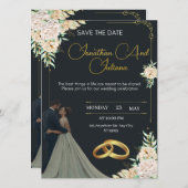 Luxury Wedding Invitation Black and Gold 招待状 (正面/裏面)