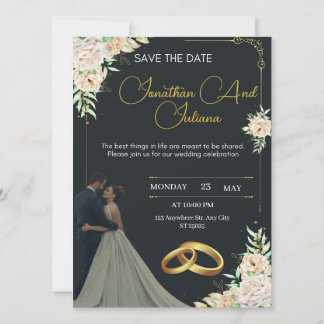 Luxury Wedding Invitation Black and Gold 招待状