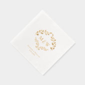 Luxury Wedding Real Gold foil leaf Monogram Crest 箔ナプキン (右)