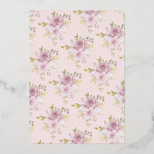 Luxury Wedding Spring Floral Pink Bouquet 箔招待状 (裏面)