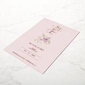 Luxury Wedding Spring Floral Pink Bouquet 箔招待状 (回転した状態)