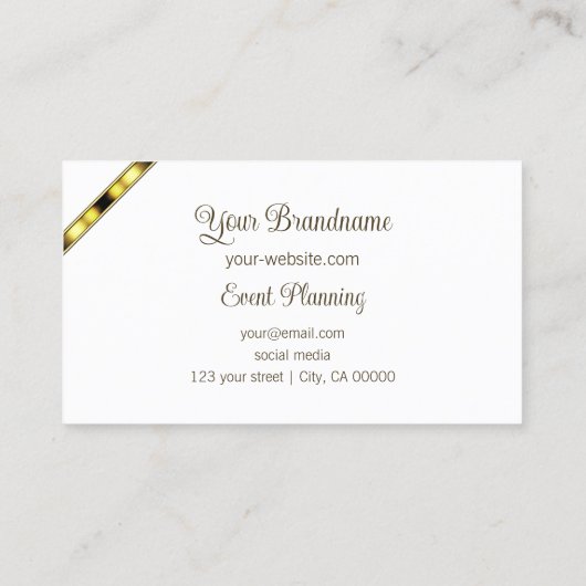 Luxury Whiteと金ゴールドとフォトレタパターン(の模様が)あるー 名刺 (裏面)