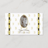 Luxury Whiteと金ゴールドとフォトレタパターン(の模様が)あるー 名刺 (正面)