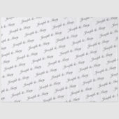 Luxury White And Black Sophisticated Name Wedding  薄葉紙 (正面)