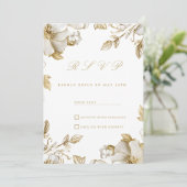 Luxury white and gold floral RSVP 招待状 (スタンド正面)