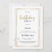 Luxury white and gold minimalist Birthday Party 招待状 (正面)