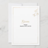 Luxury white and gold minimalist Quinceañera 招待状 (裏面)