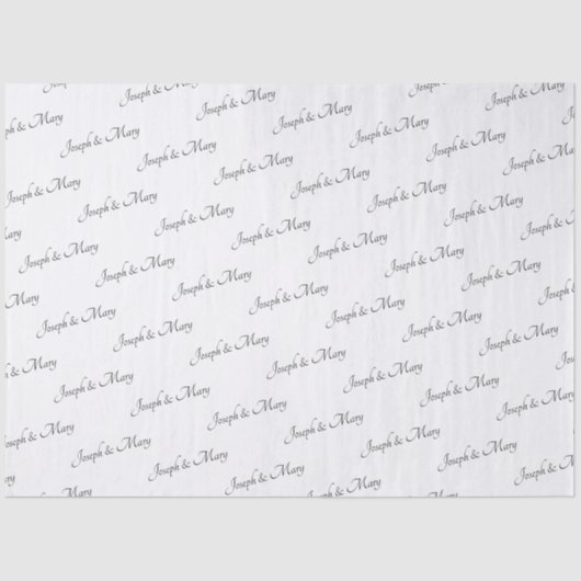 Luxury White Black Text Customizable Name Wedding  薄葉紙 (正面)