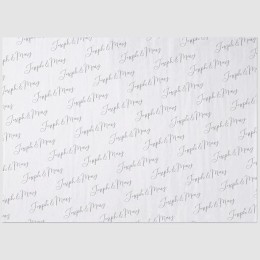 Luxury White Black Text Customizable Name Wedding  薄葉紙 (正面)