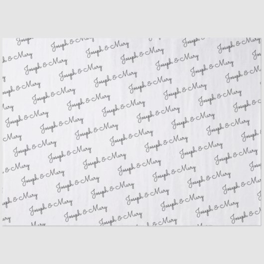 Luxury White Black Text Customizable Name Wedding  薄葉紙 (正面)