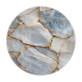 Luxury White Blue Marble & Gold Veins Agate Stone カッティングボード