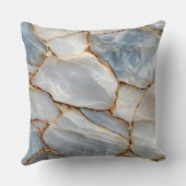 Luxury White Blue Marble & Gold Veins Agate Stone クッション (裏面)