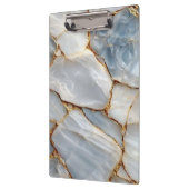 Luxury White Blue Marble & Gold Veins Agate Stone クリップボード (左)