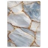 Luxury White Blue Marble & Gold Veins Agate Stone クリップボード (裏面)