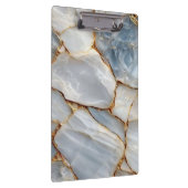 Luxury White Blue Marble & Gold Veins Agate Stone クリップボード (右)