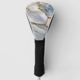 Luxury White Blue Marble & Gold Veins Agate Stone ゴルフヘッドカバー
