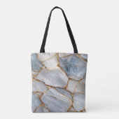 Luxury White Blue Marble & Gold Veins Agate Stone トートバッグ (裏面)