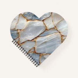 Luxury White Blue Marble & Gold Veins Agate Stone ノートブック