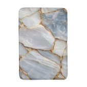 Luxury White Blue Marble & Gold Veins Agate Stone  バスマット (正面縦)
