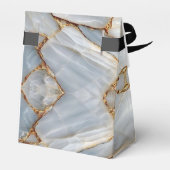 Luxury White Blue Marble & Gold Veins Agate Stone フェイバーボックス (裏面サイド)