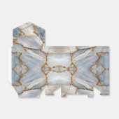 Luxury White Blue Marble & Gold Veins Agate Stone フェイバーボックス (折り畳みなし)