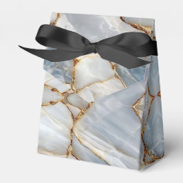 Luxury White Blue Marble & Gold Veins Agate Stone フェイバーボックス