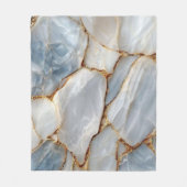 Luxury White Blue Marble & Gold Veins Agate Stone フリースブランケット (正面)